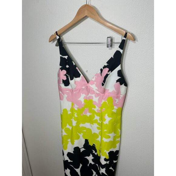 Milly Floral Sheath Dress Size 10 Preppy Spring Mini Slip Pink green black NWOT - Picture 5 of 8